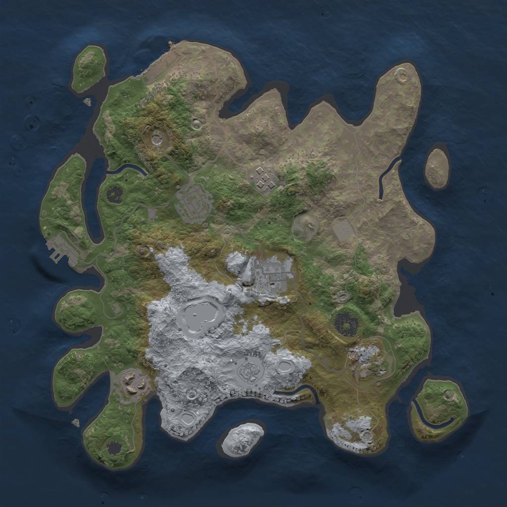 Rust Map: Procedural Map, Size: 3072, Seed: 8675309, 14 Monuments