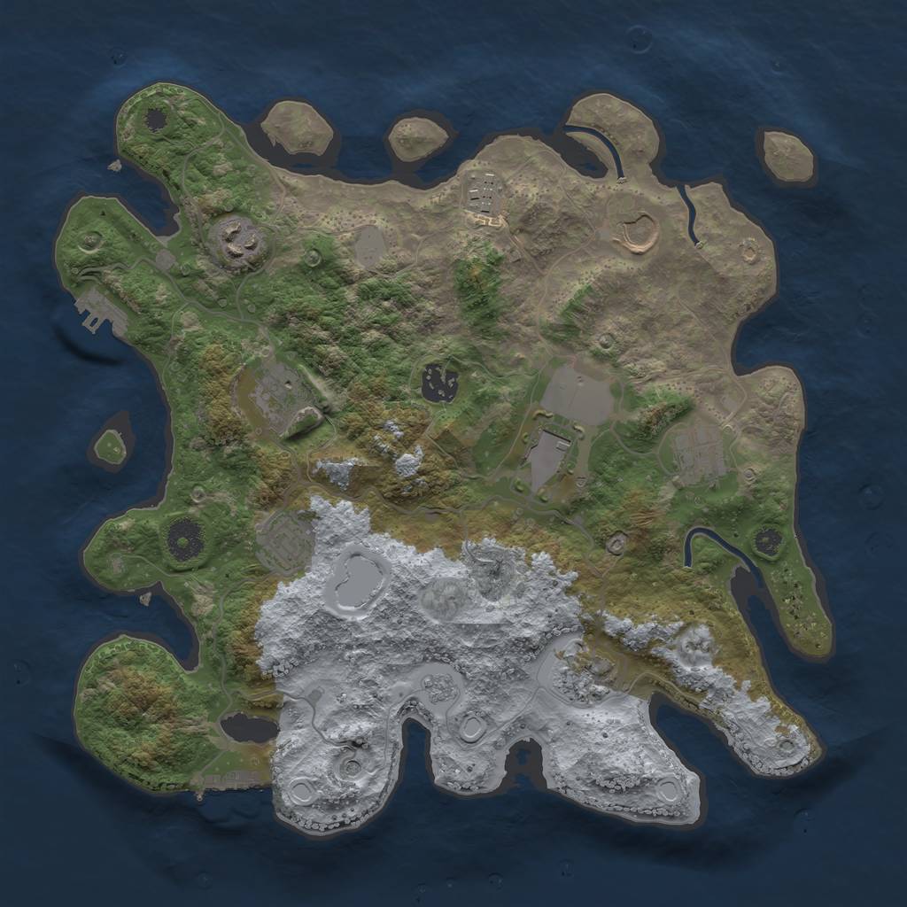 Rust Map: Procedural Map, Size: 3500, Seed: 125659599, 16 Monuments