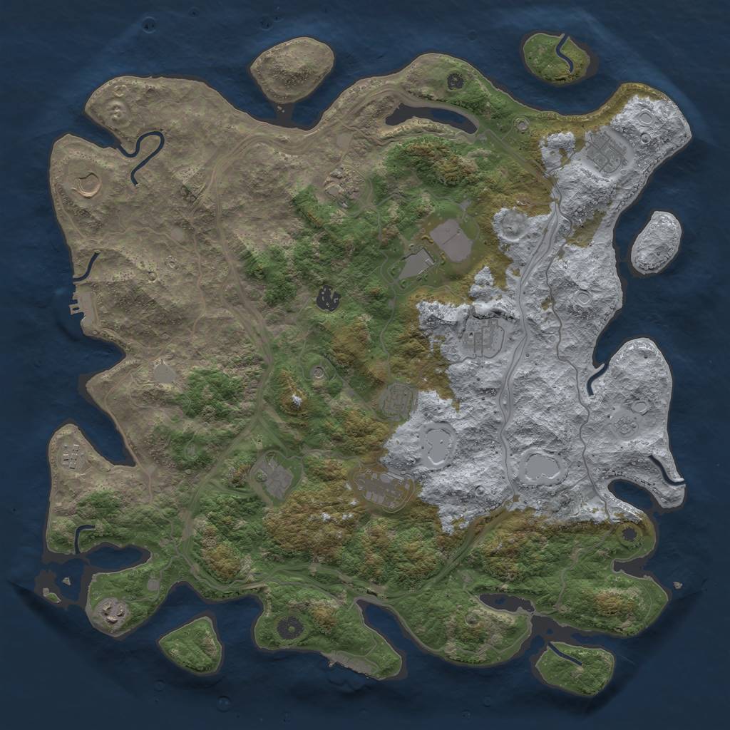 Rust Map: Procedural Map, Size: 4500, Seed: 222220408, 18 Monuments