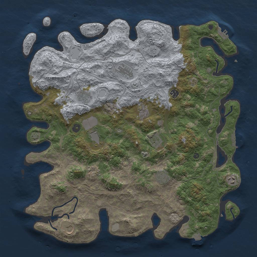 Rust Map: Procedural Map, Size: 4500, Seed: 2074, 19 Monuments