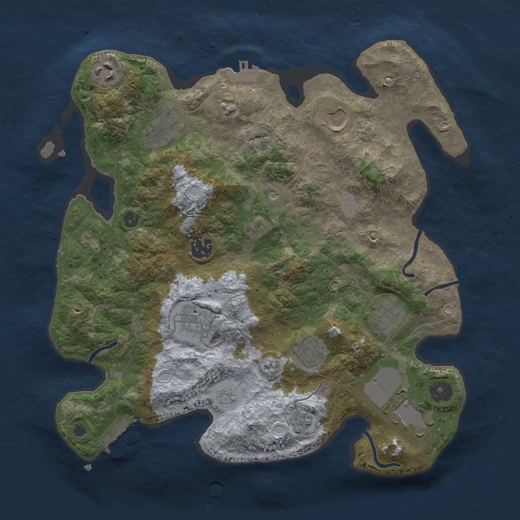 Rust Map: Procedural Map, Size: 3500, Seed: 2075940916, 16 Monuments