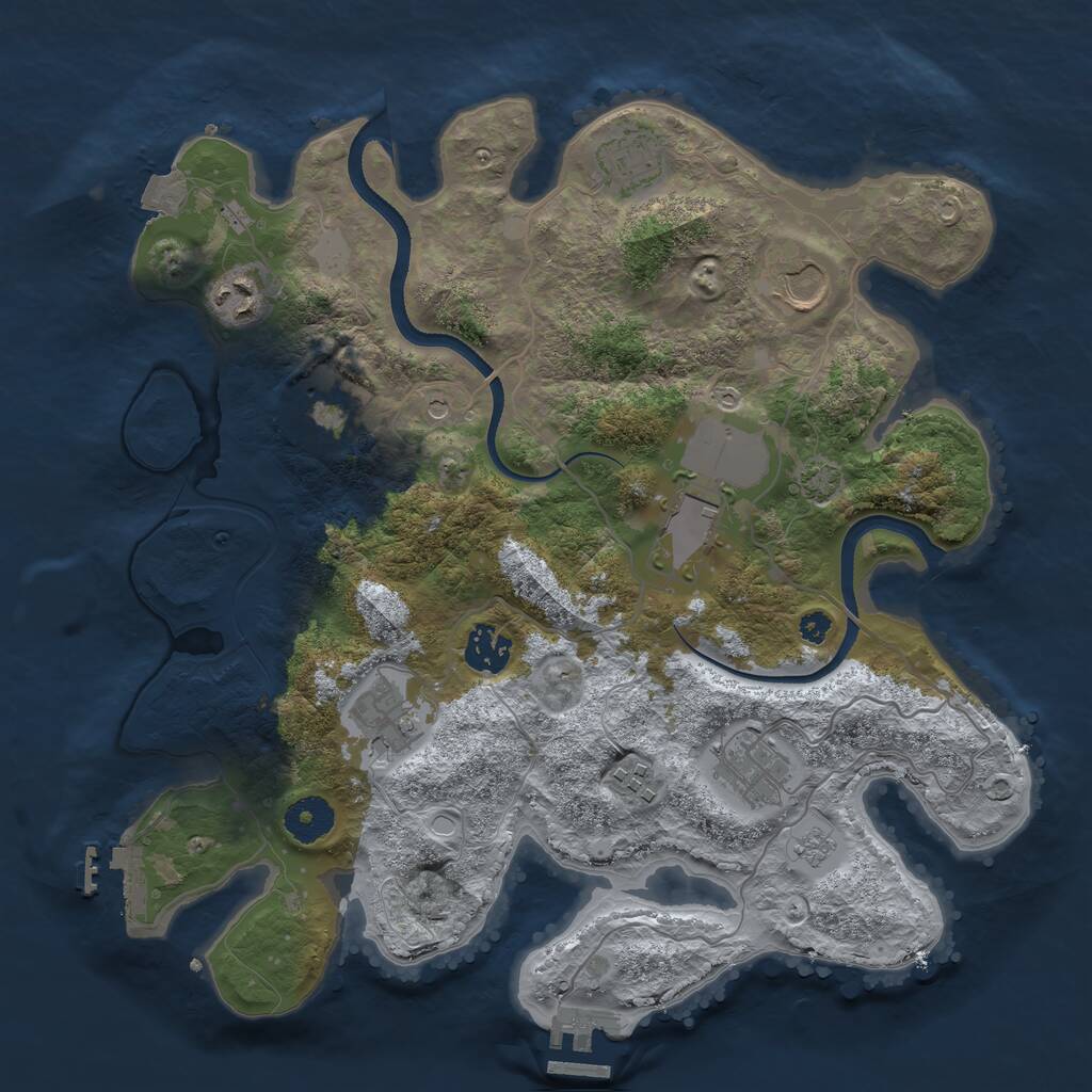 Rust Map: Procedural Map, Size: 3500, Seed: 86375, 15 Monuments