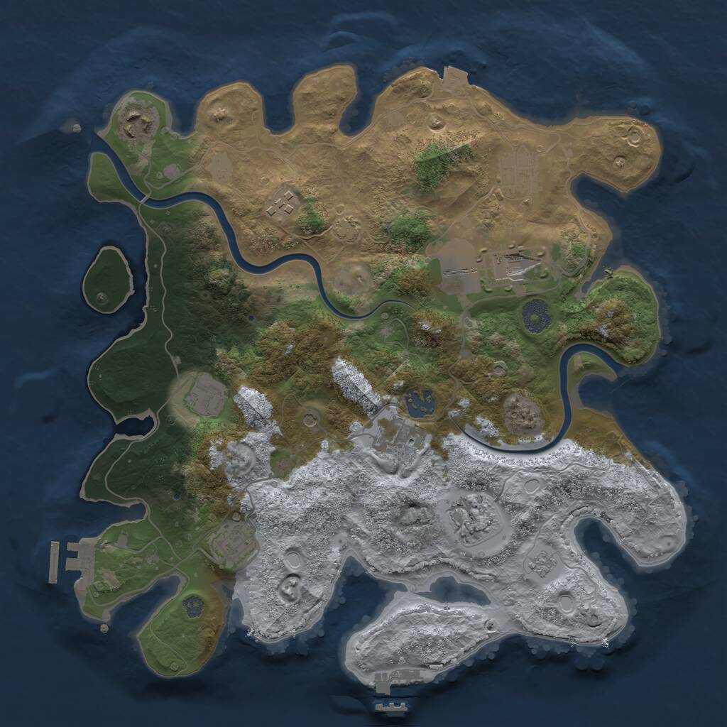 Rust Map: Procedural Map, Size: 3500, Seed: 86375, 14 Monuments