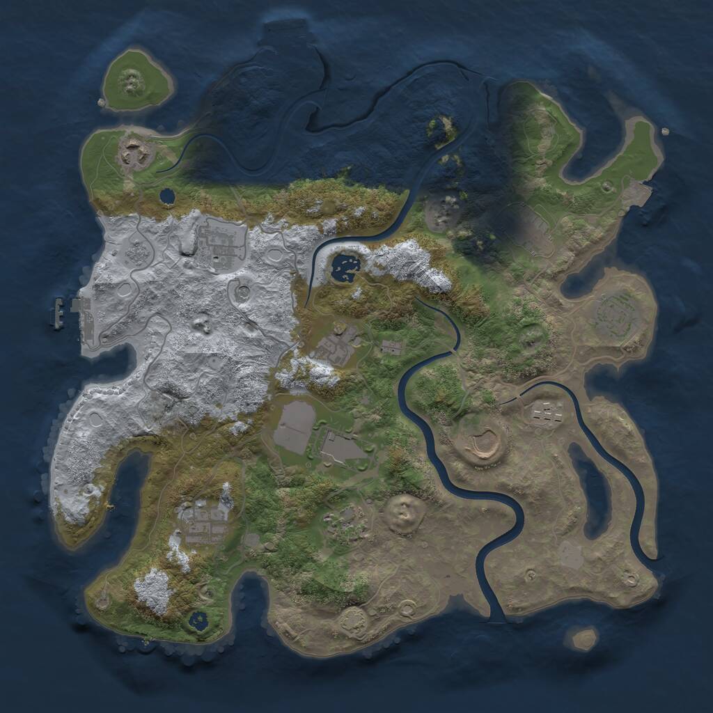 Rust Map: Procedural Map, Size: 3700, Seed: 954059780, 17 Monuments