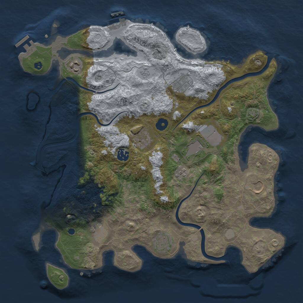 Rust Map: Procedural Map, Size: 3750, Seed: 1243710081, 15 Monuments