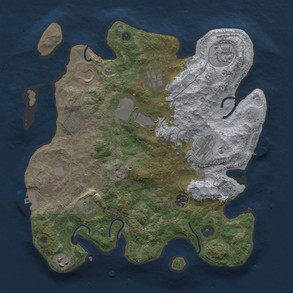Rust Map: Procedural Map, Size: 3500, Seed: 1855474730, 16 Monuments