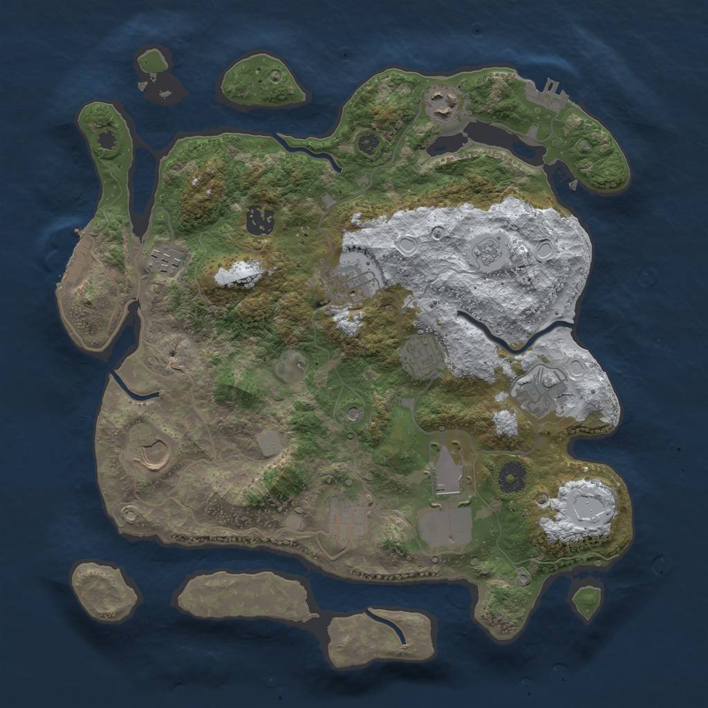 Rust Map: Procedural Map, Size: 3500, Seed: 1401418919, 18 Monuments