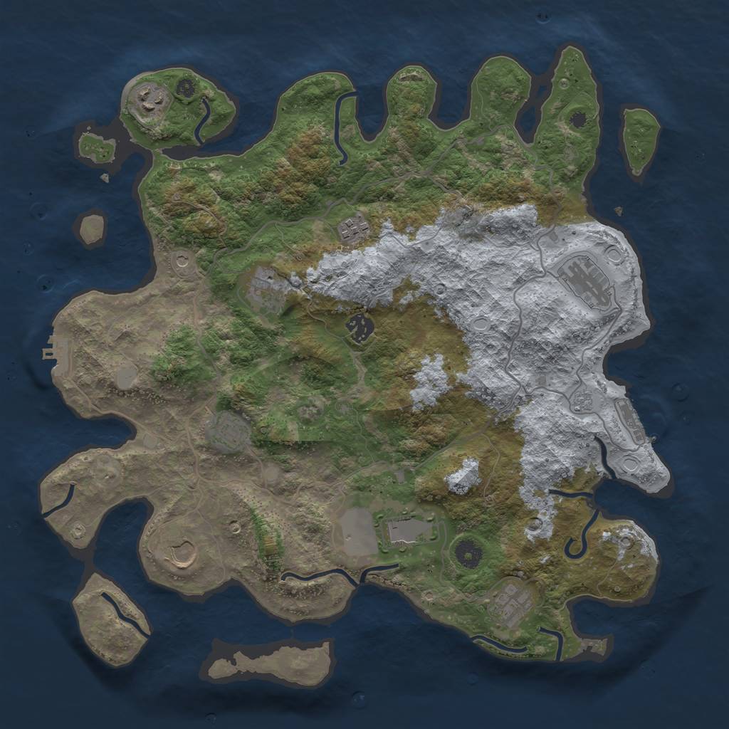 Rust Map: Procedural Map, Size: 4000, Seed: 48245689, 18 Monuments