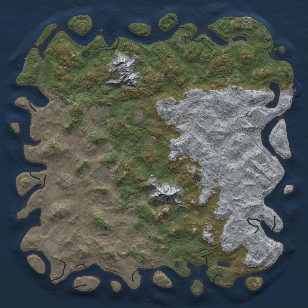 Rust Map: Procedural Map, Size: 6000, Seed: 31071984, 18 Monuments