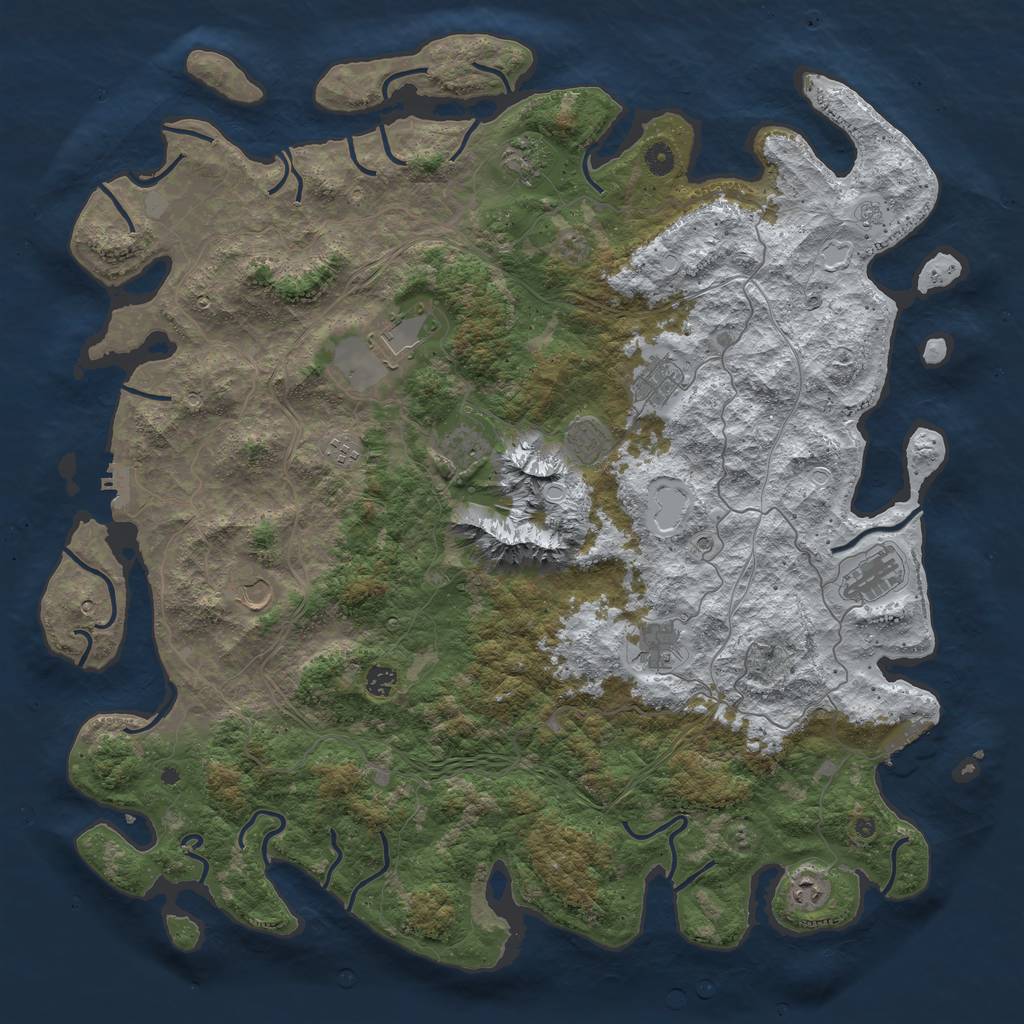 Rust Map: Procedural Map, Size: 5000, Seed: 494629, 20 Monuments