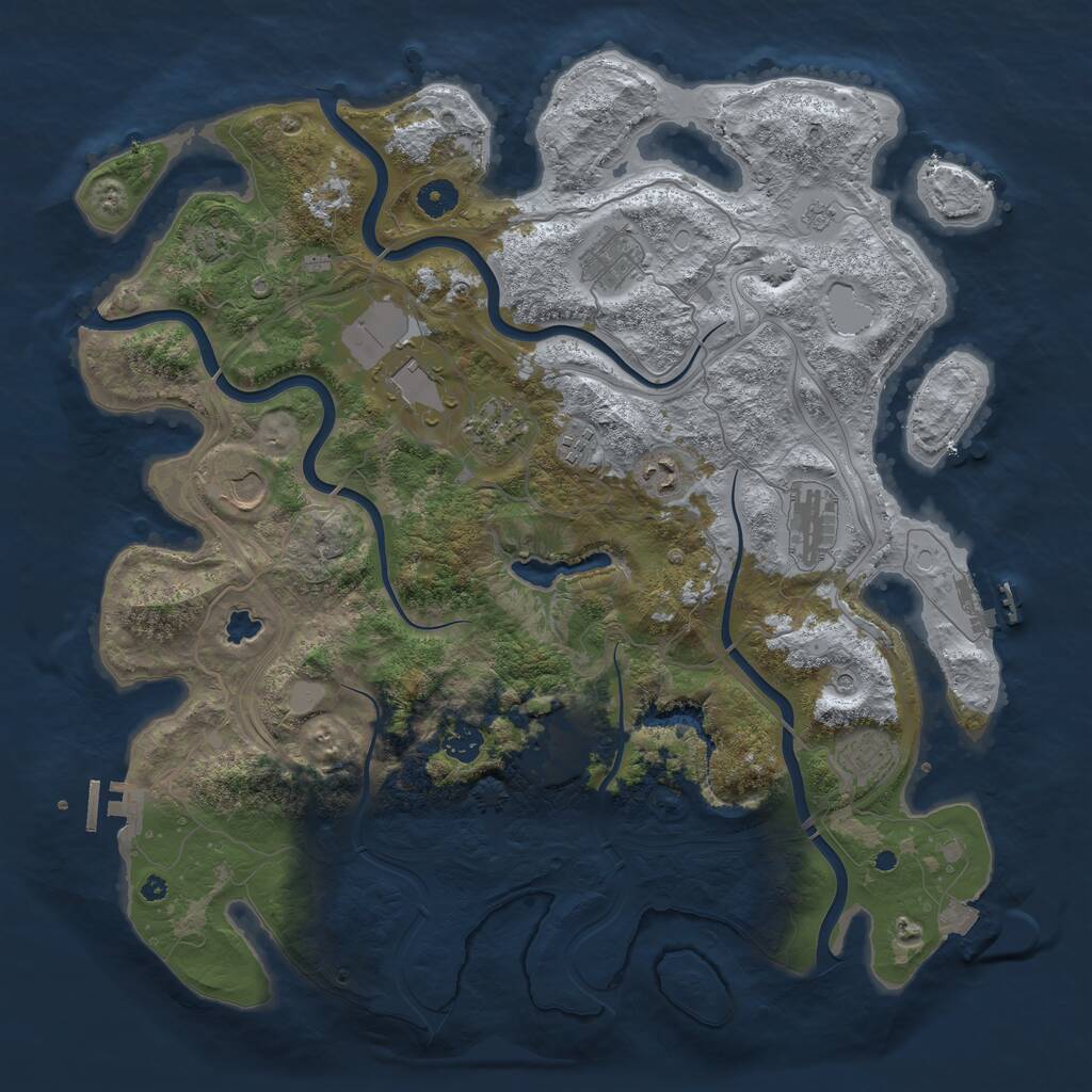 Rust Map: Procedural Map, Size: 4250, Seed: 1222205653, 16 Monuments