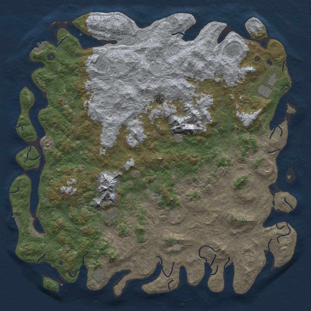Rust Map: Procedural Map, Size: 6000, Seed: 6736, 18 Monuments