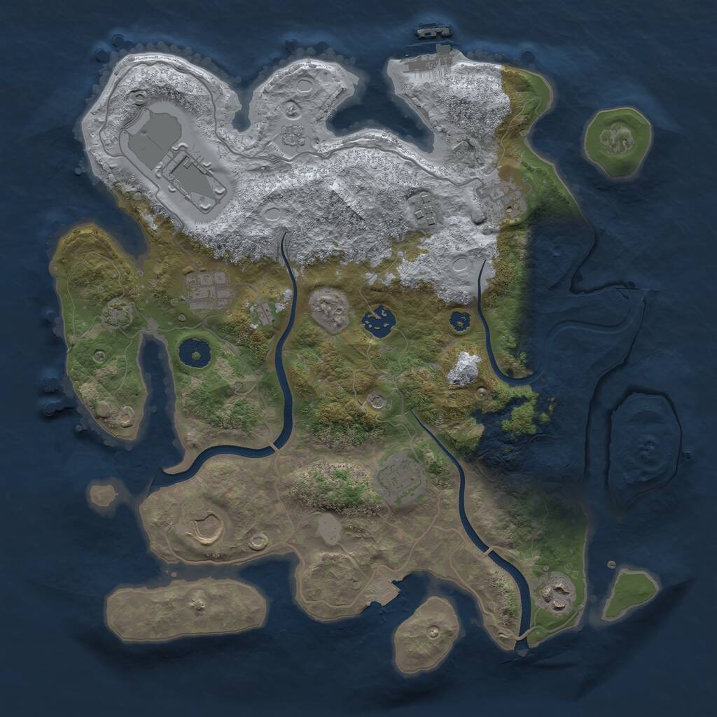 Rust Map: Procedural Map, Size: 3500, Seed: 1445008463, 13 Monuments