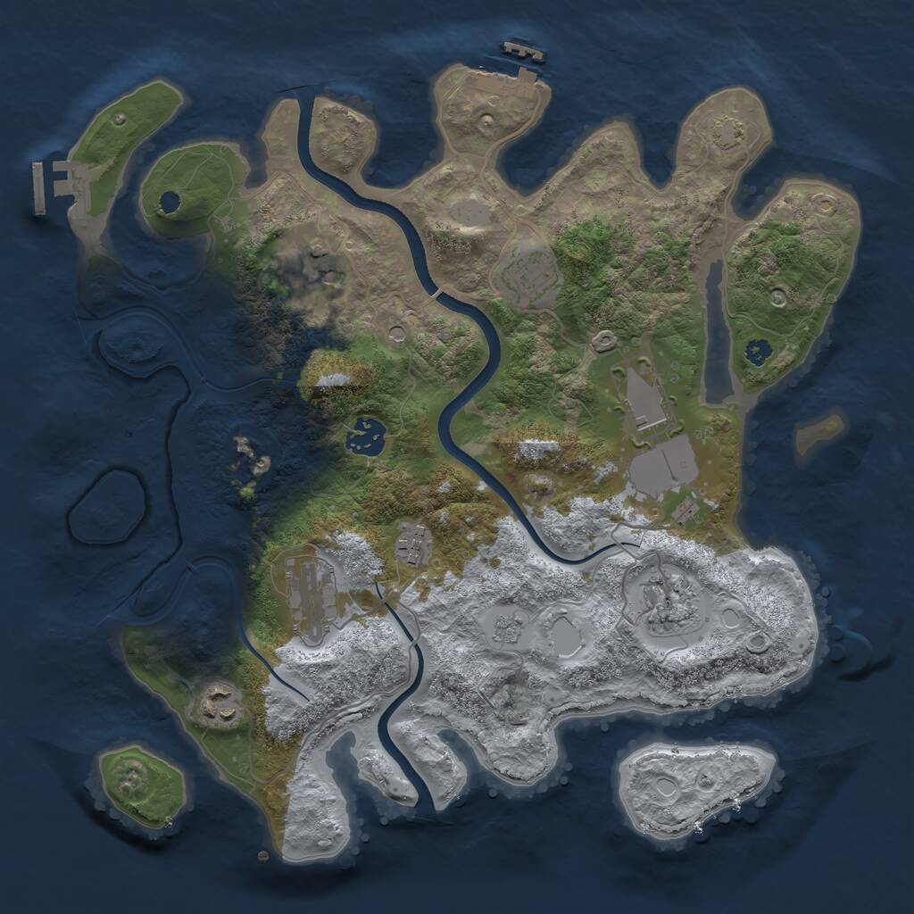 Rust Map: Procedural Map, Size: 3500, Seed: 2062729783, 14 Monuments