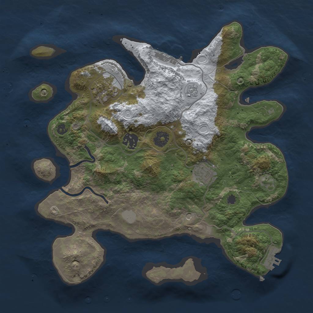 Rust Map: Procedural Map, Size: 3000, Seed: 965747, 12 Monuments