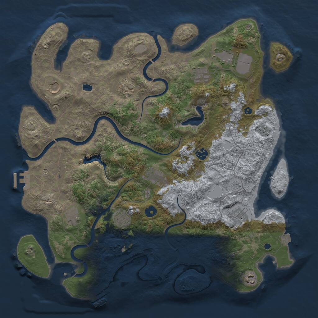 Rust Map: Procedural Map, Size: 4168, Seed: 181302, 17 Monuments