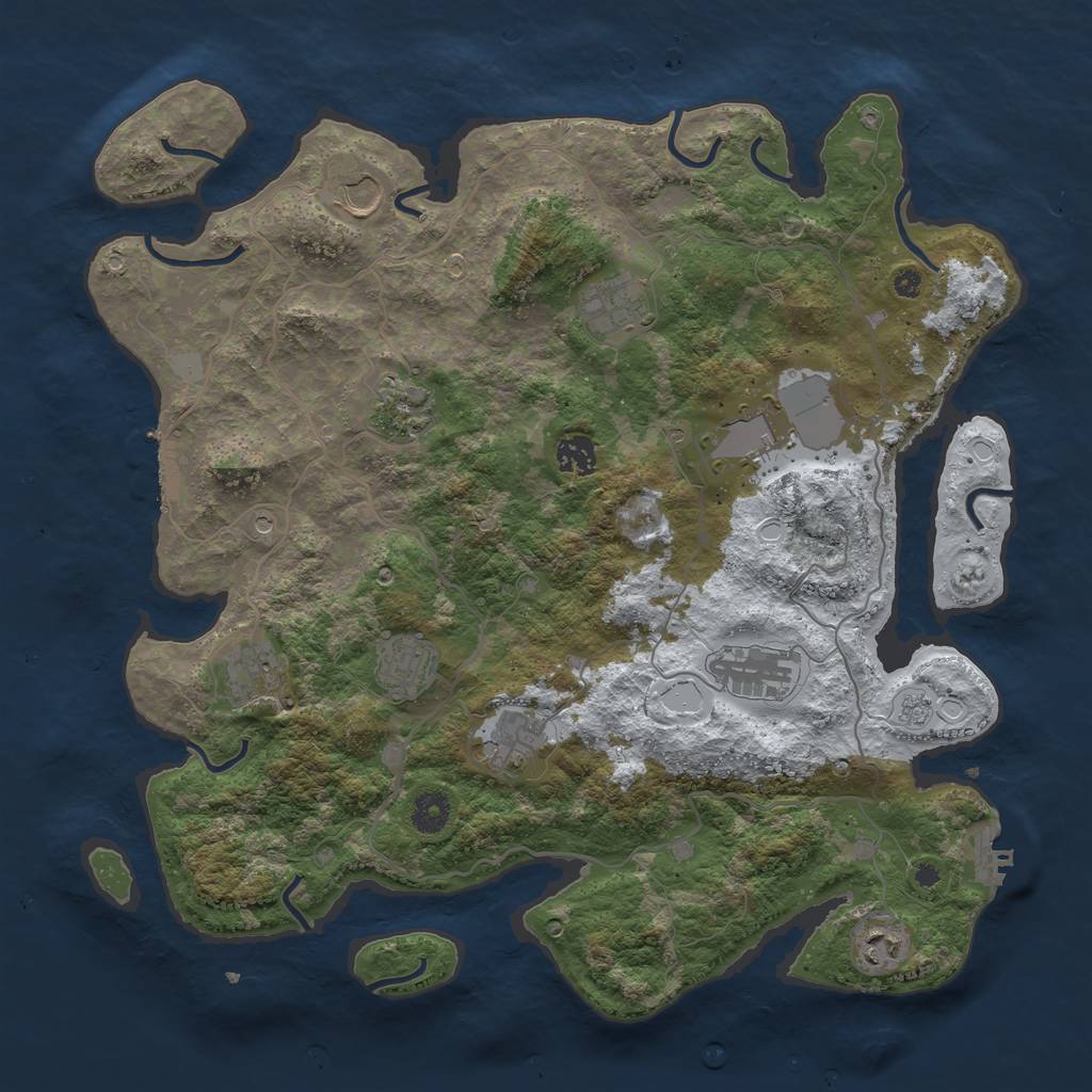 Rust Map: Procedural Map, Size: 4000, Seed: 548741745, 19 Monuments