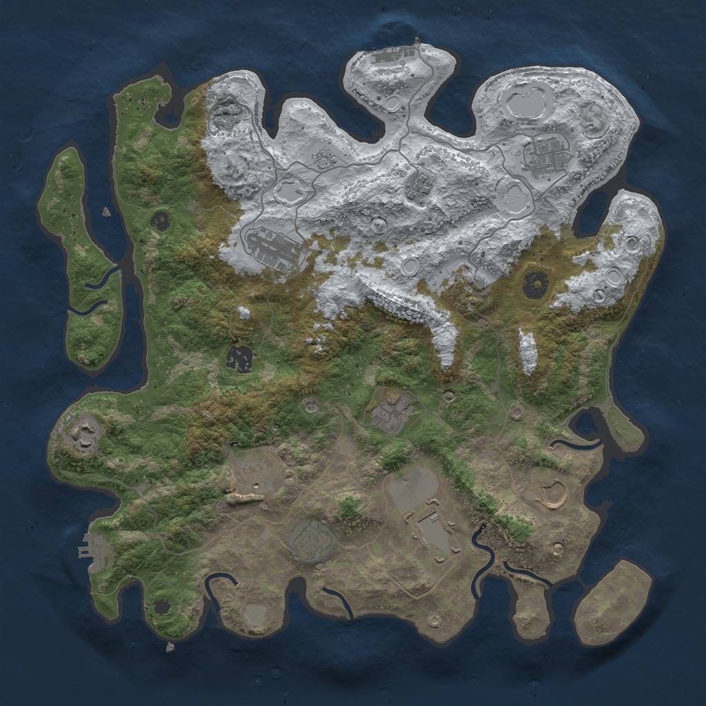 Rust Map: Procedural Map, Size: 3850, Seed: 397947356, 20 Monuments