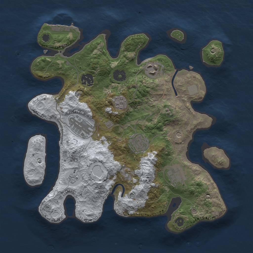 Rust Map: Procedural Map, Size: 3000, Seed: 999233, 14 Monuments