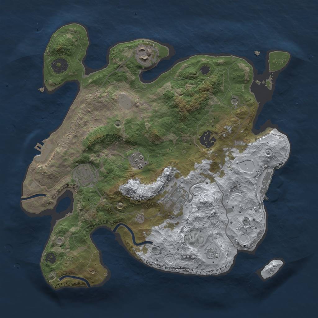 Rust Map: Procedural Map, Size: 3000, Seed: 1911665431, 14 Monuments
