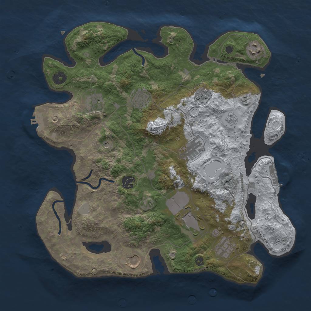 Rust Map: Procedural Map, Size: 3500, Seed: 1373089601, 18 Monuments