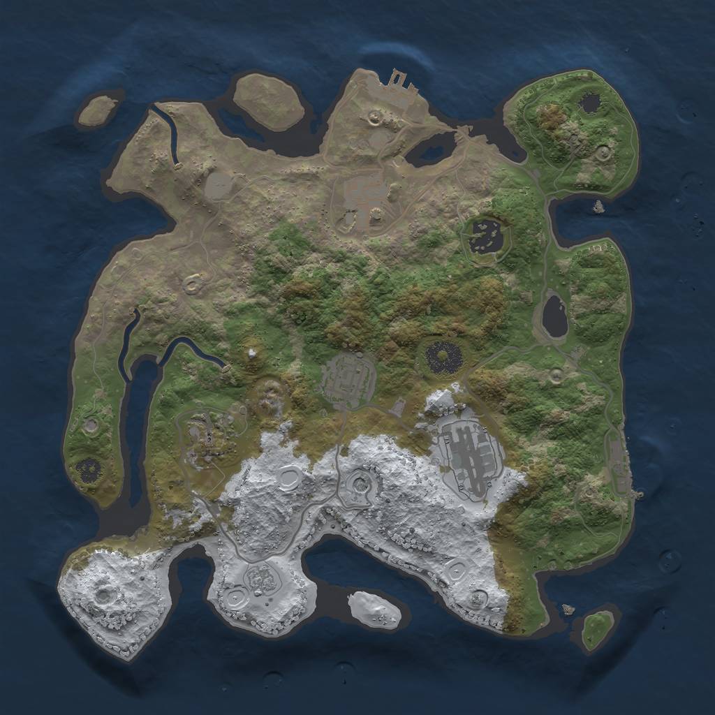 Rust Map: Procedural Map, Size: 3000, Seed: 397282, 14 Monuments