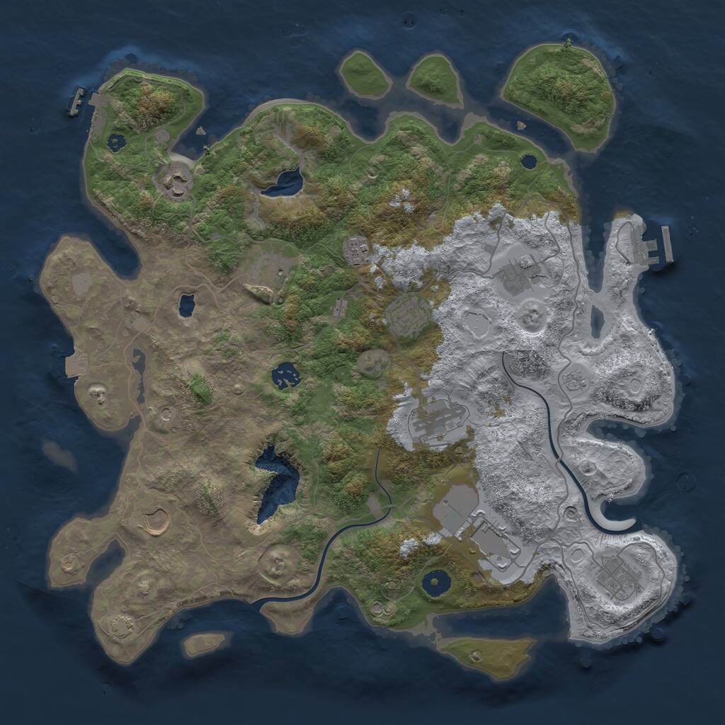 Rust Map: Procedural Map, Size: 4000, Seed: 666109926, 16 Monuments