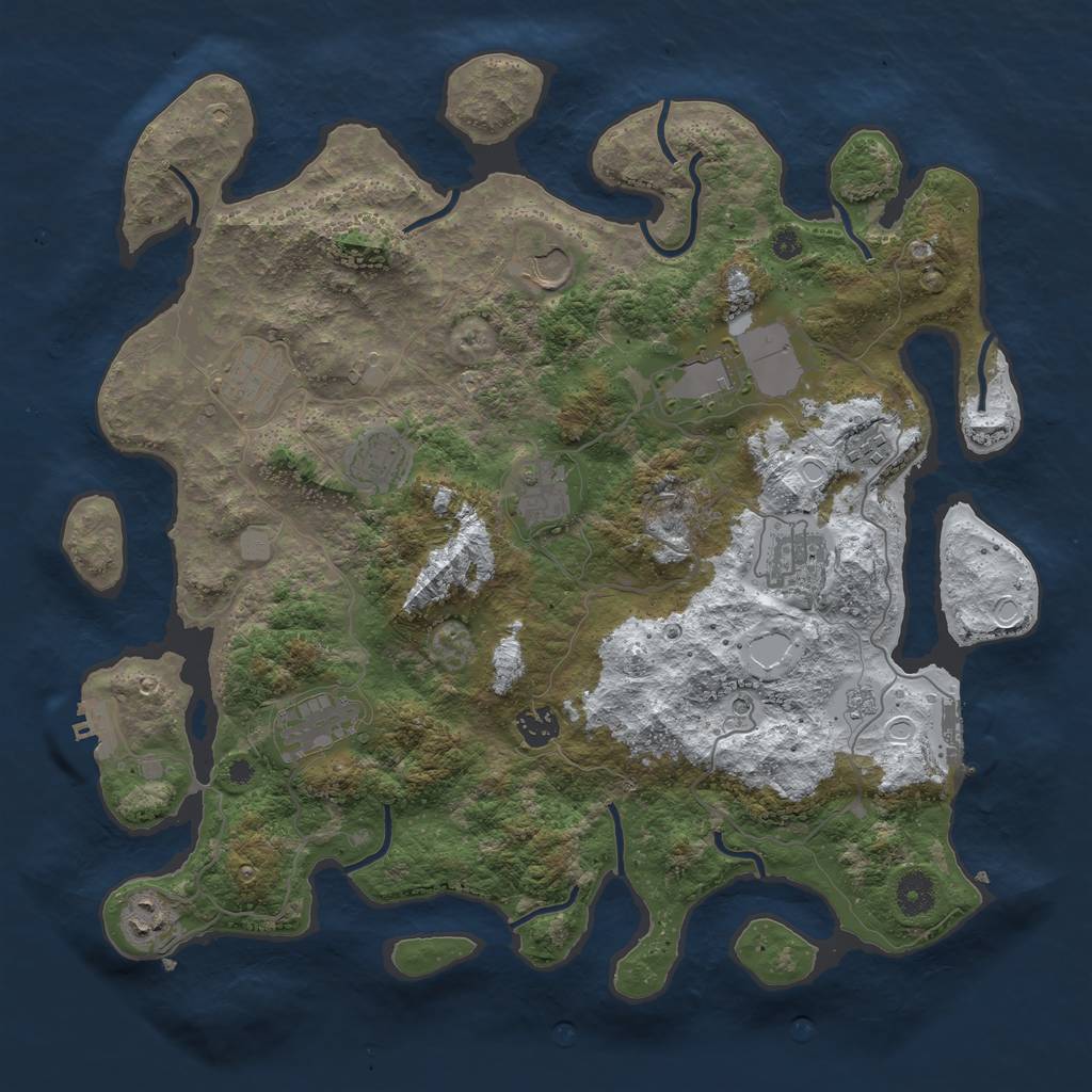 Rust Map: Procedural Map, Size: 3950, Seed: 606881768, 19 Monuments