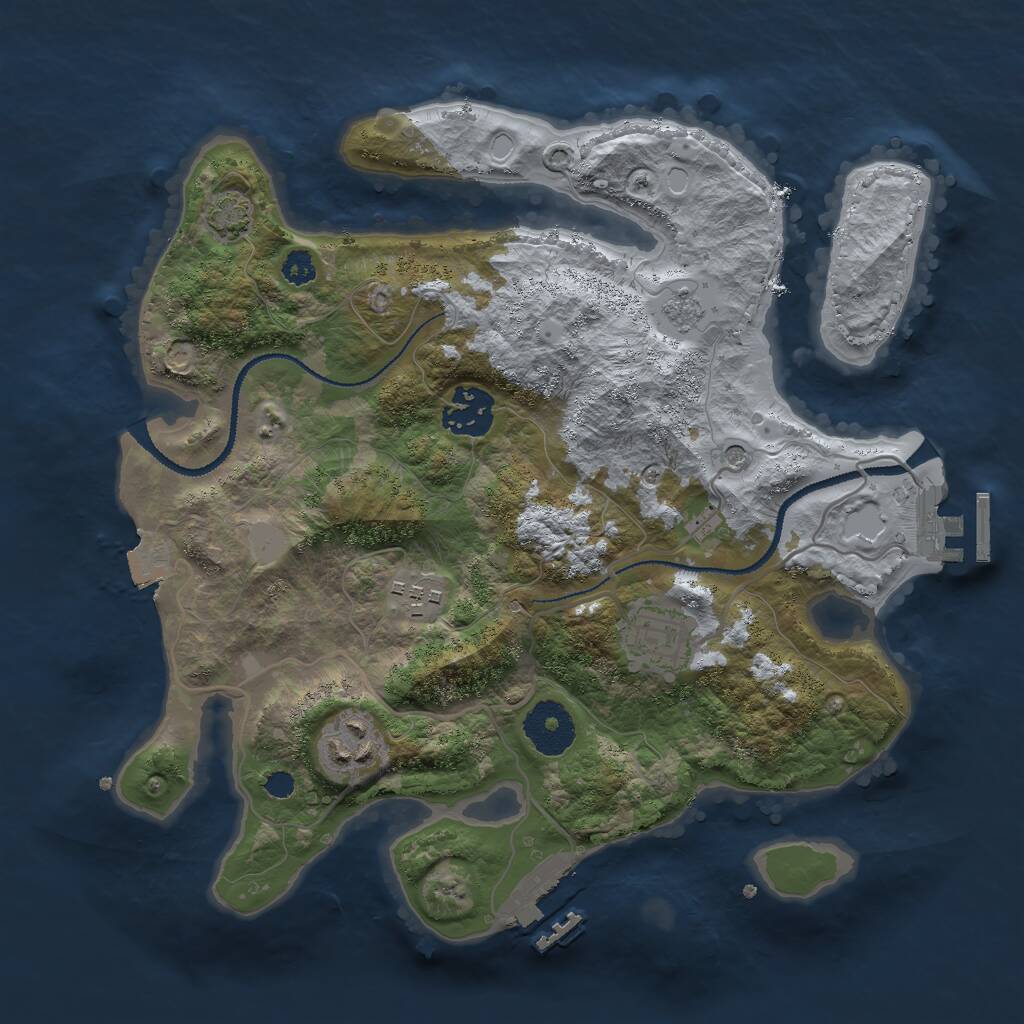 Rust Map: Procedural Map, Size: 3000, Seed: 955139, 10 Monuments