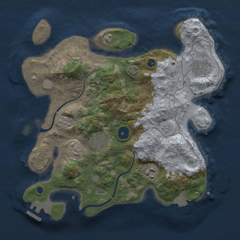 Rust Map: Procedural Map, Size: 3000, Seed: 25416, 9 Monuments
