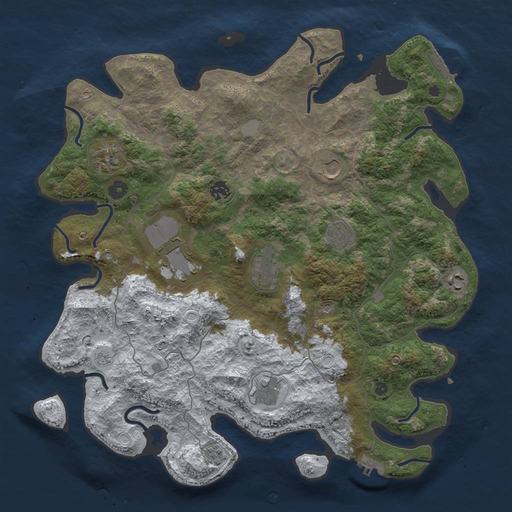 Rust Map: Procedural Map, Size: 4000, Seed: 87672, 18 Monuments