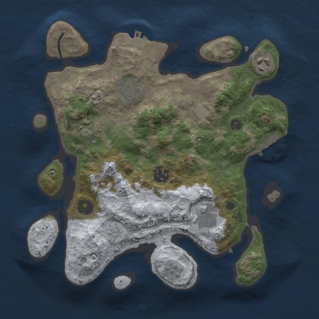 Rust Map: Procedural Map, Size: 3000, Seed: 993352, 14 Monuments