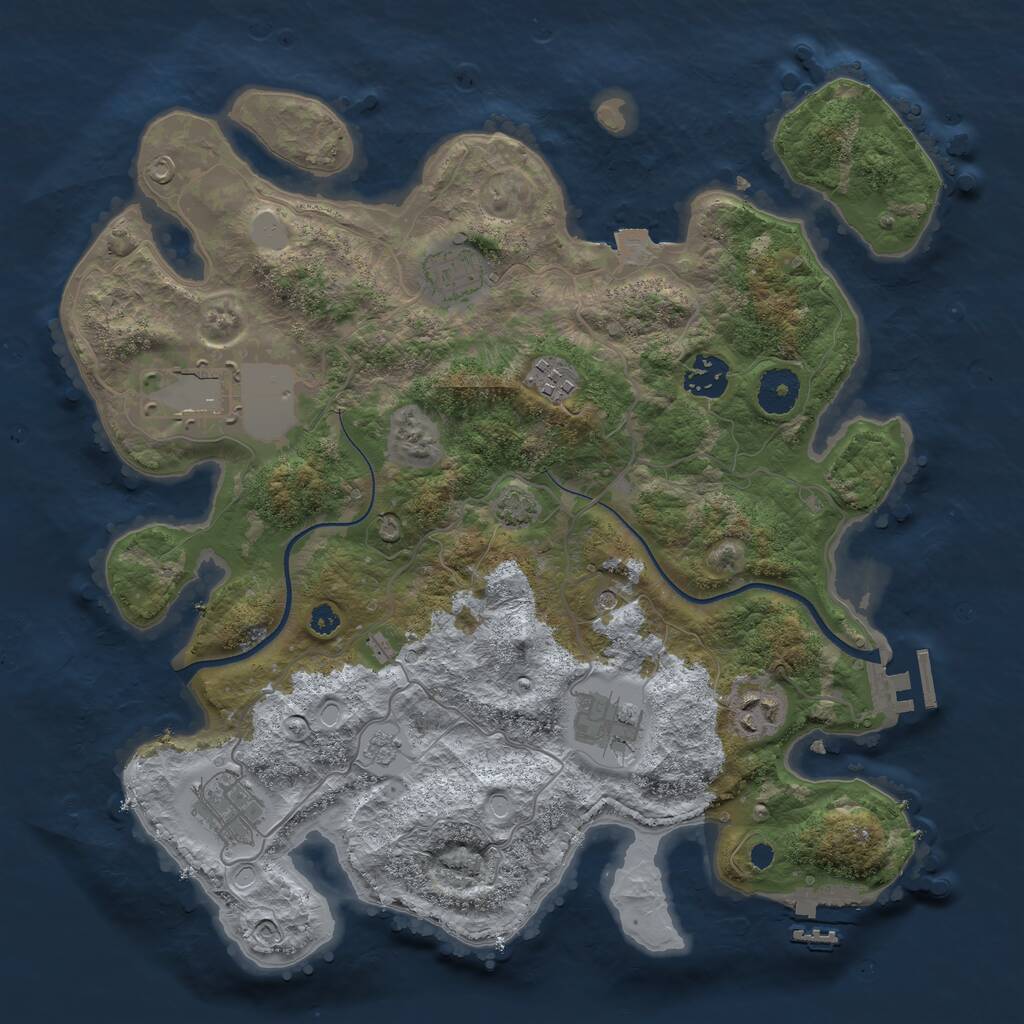 Rust Map: Procedural Map, Size: 3500, Seed: 2009752070, 13 Monuments