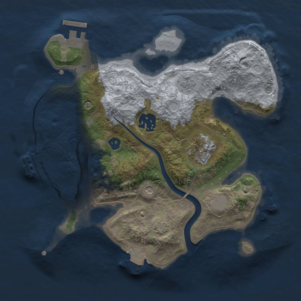 Rust Map: Procedural Map, Size: 2500, Seed: 690966333, 8 Monuments
