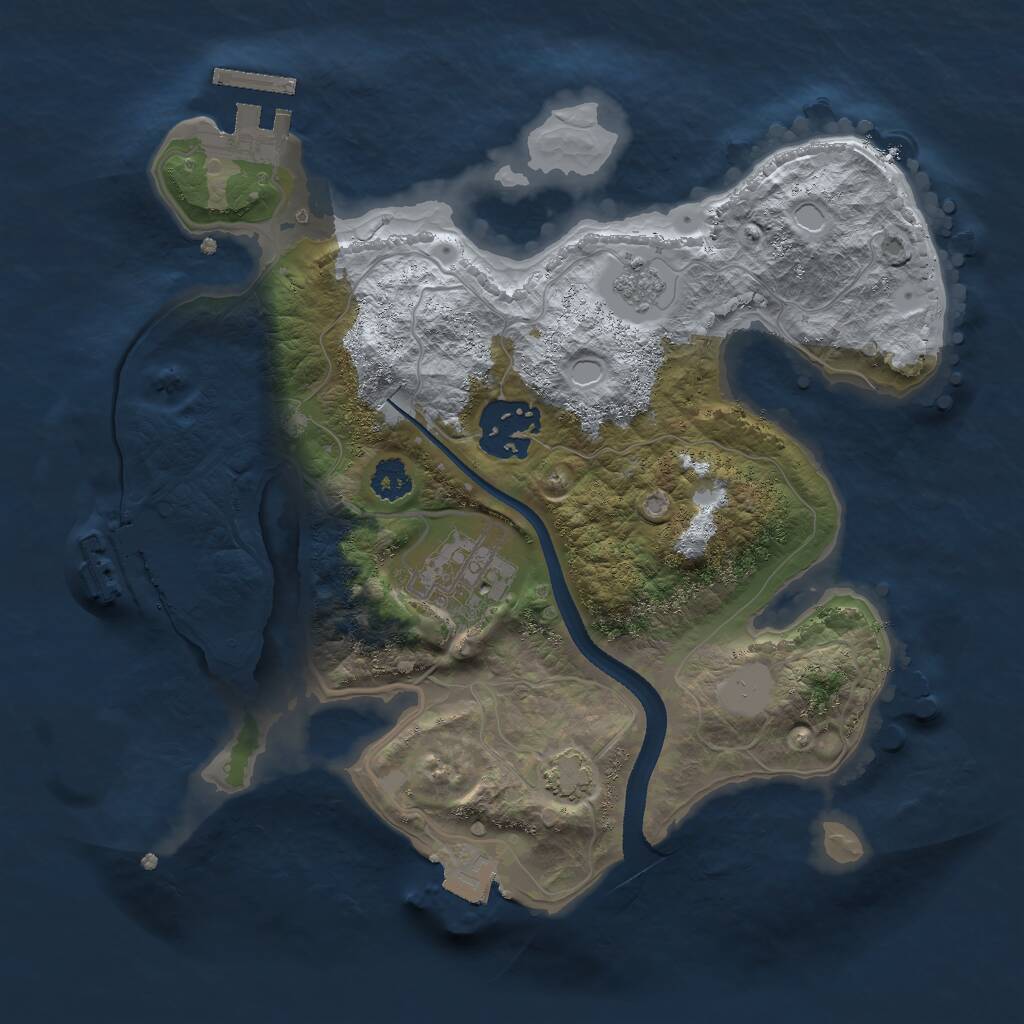 Rust Map: Procedural Map, Size: 2500, Seed: 690966333, 7 Monuments