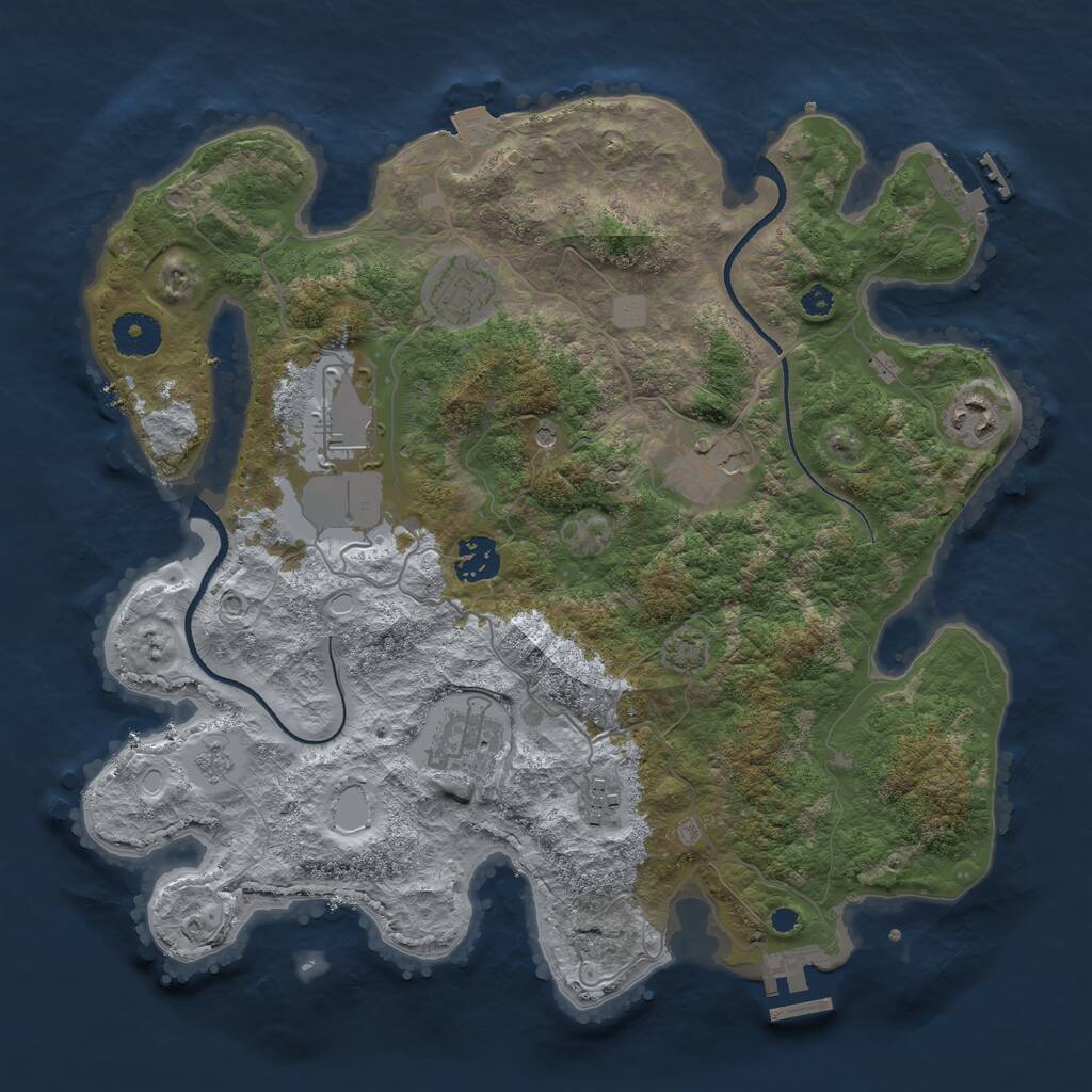 Rust Map: Procedural Map, Size: 3500, Seed: 1309862628, 13 Monuments