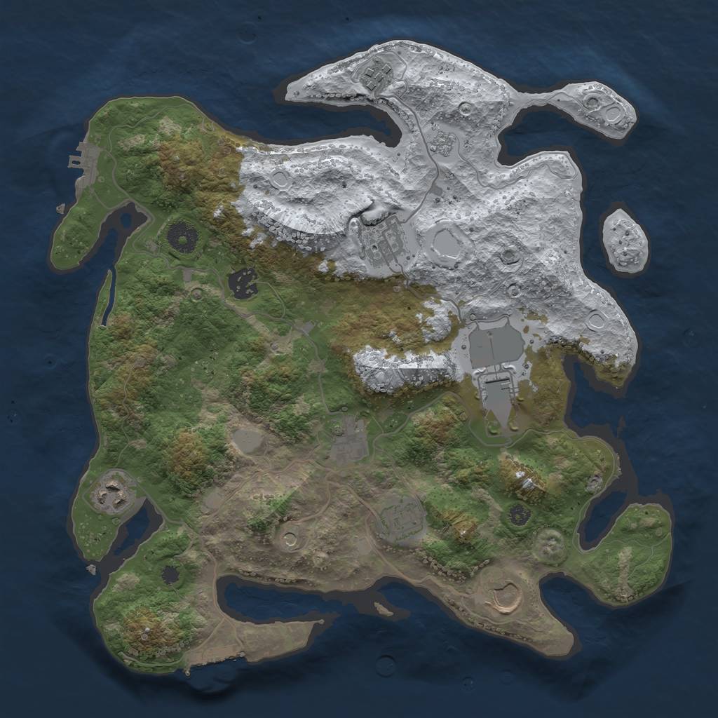 Rust Map: Procedural Map, Size: 3500, Seed: 12485, 17 Monuments