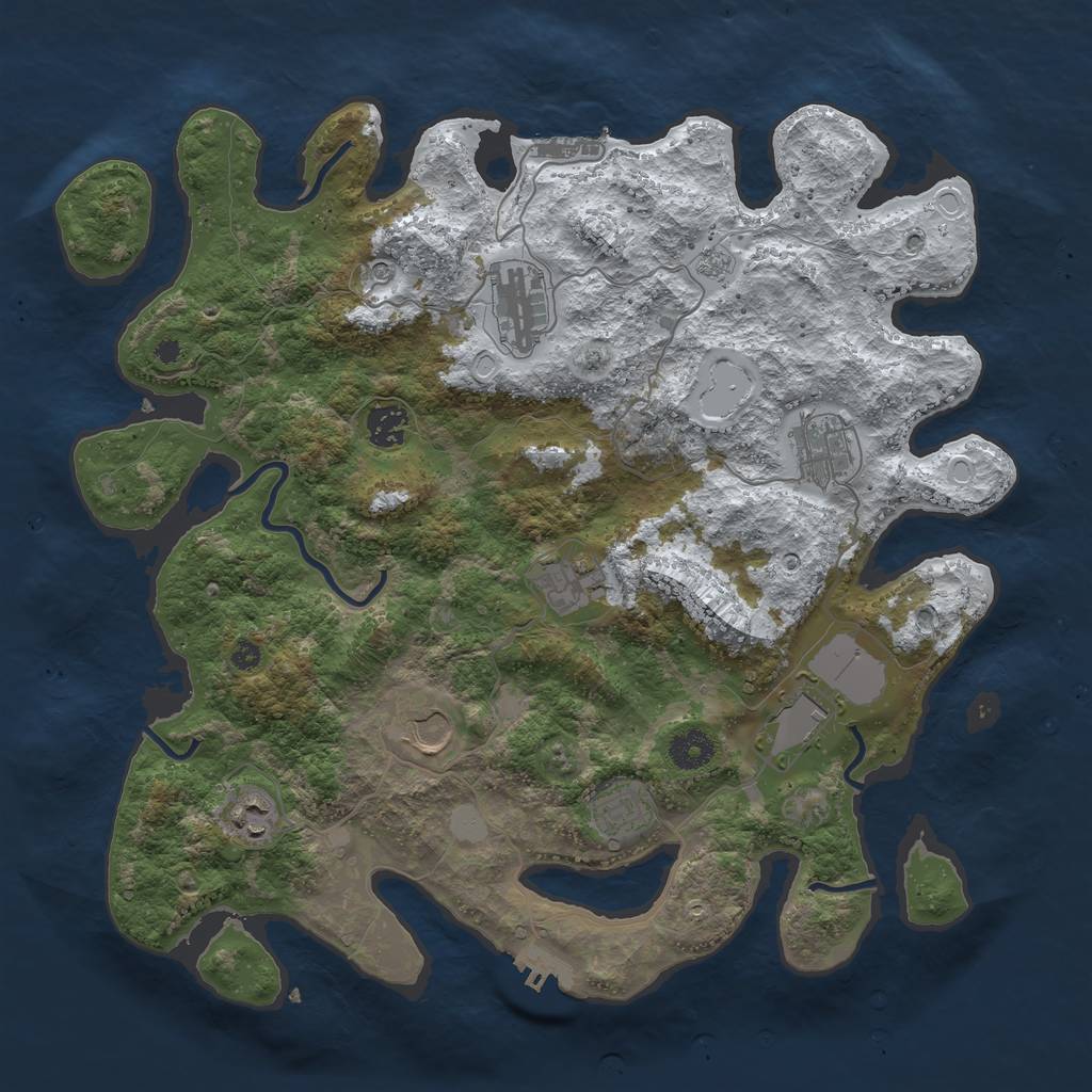 Rust Map: Procedural Map, Size: 3850, Seed: 28070900, 17 Monuments