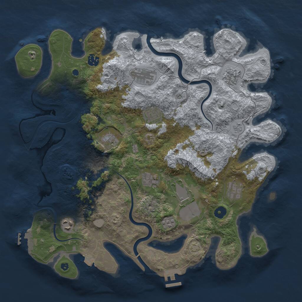 Rust Map: Procedural Map, Size: 3850, Seed: 28070900, 16 Monuments