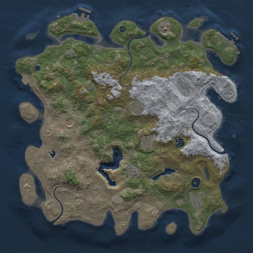Rust Map: Procedural Map, Size: 4050, Seed: 2120546965, 13 Monuments
