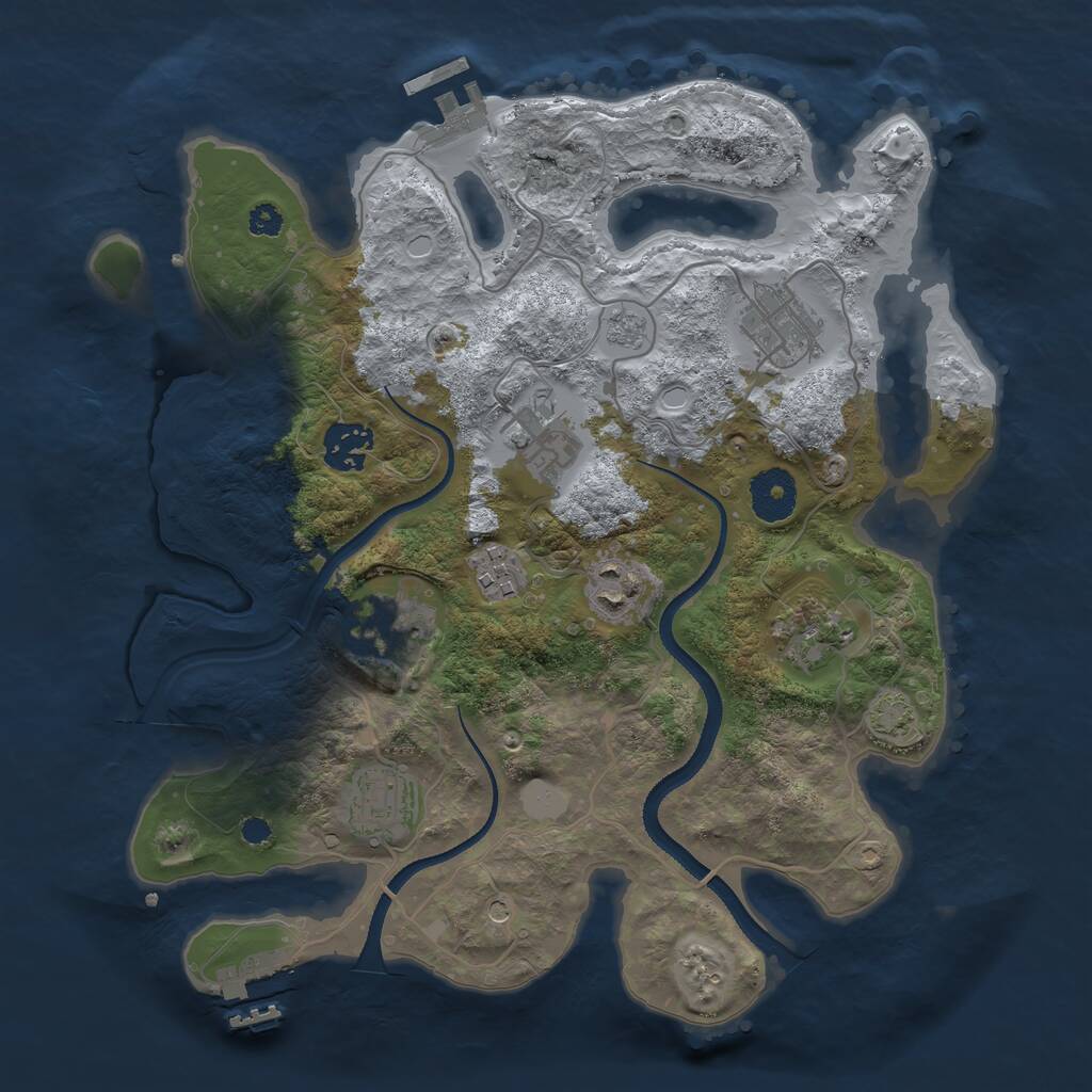 Rust Map: Procedural Map, Size: 3250, Seed: 1226447159, 14 Monuments