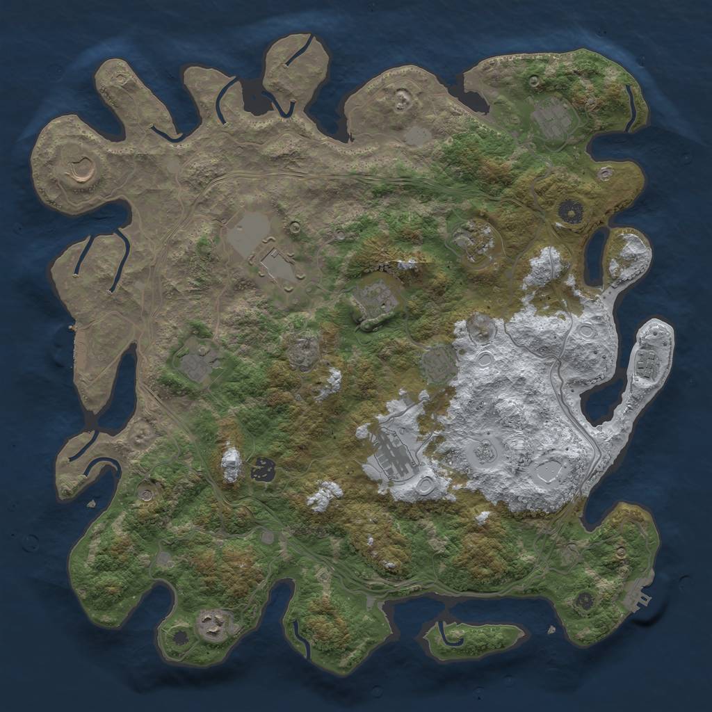 Rust Map: Procedural Map, Size: 4250, Seed: 2078616386, 20 Monuments