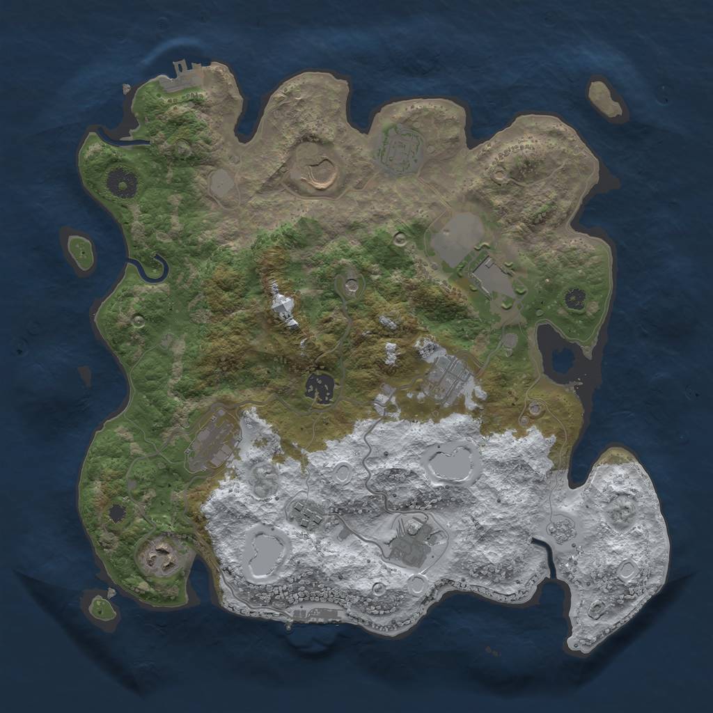 Rust Map: Procedural Map, Size: 3500, Seed: 496536024, 18 Monuments