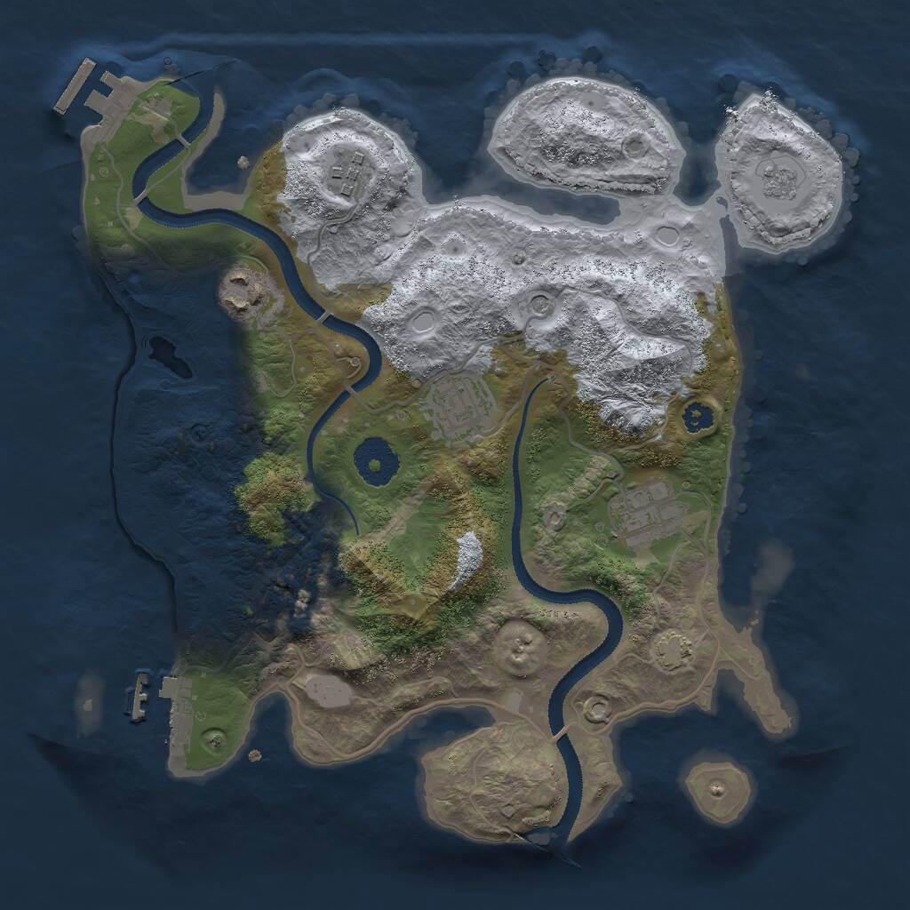 Rust Map: Procedural Map, Size: 3000, Seed: 306665, 10 Monuments