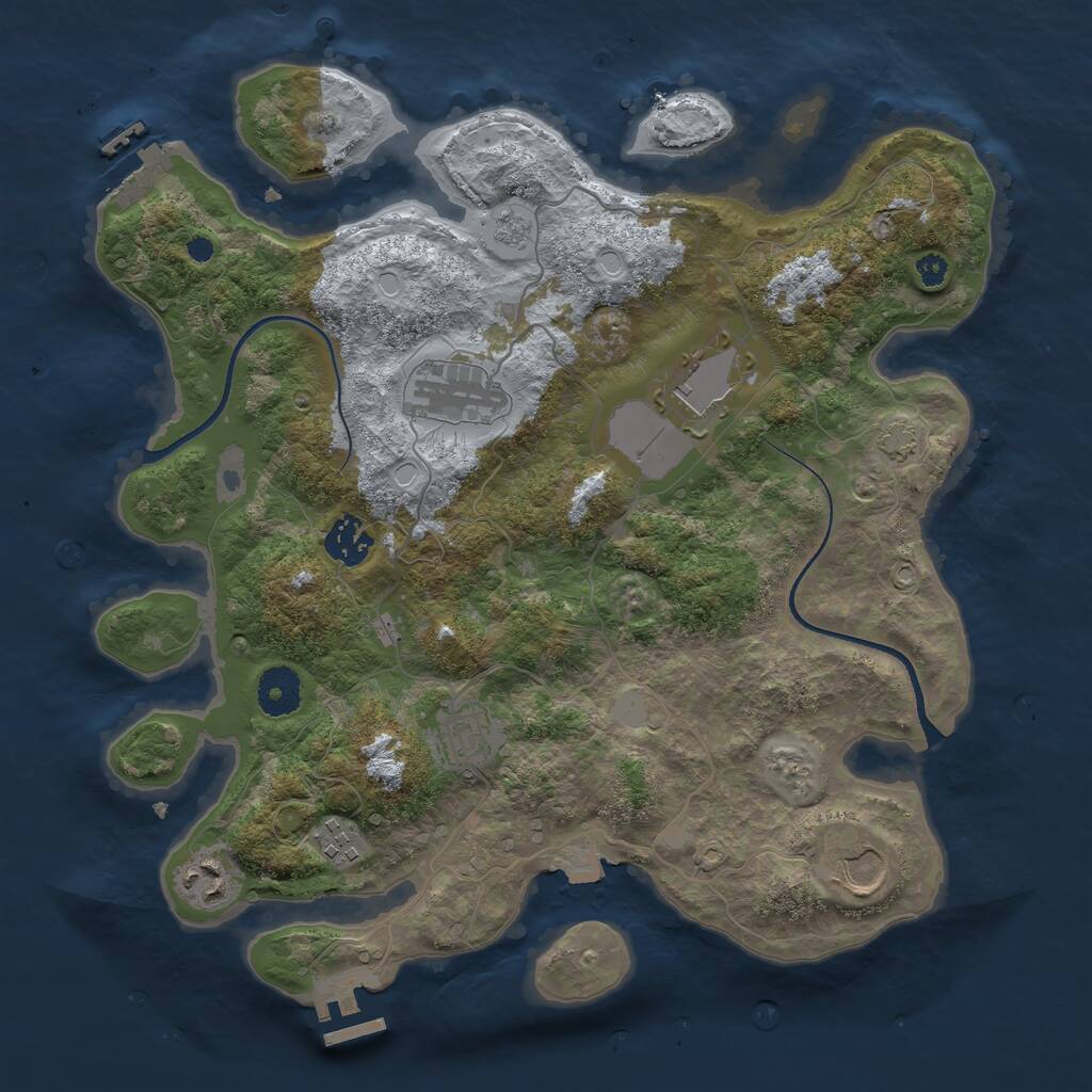 Rust Map: Procedural Map, Size: 3500, Seed: 1010432912, 12 Monuments