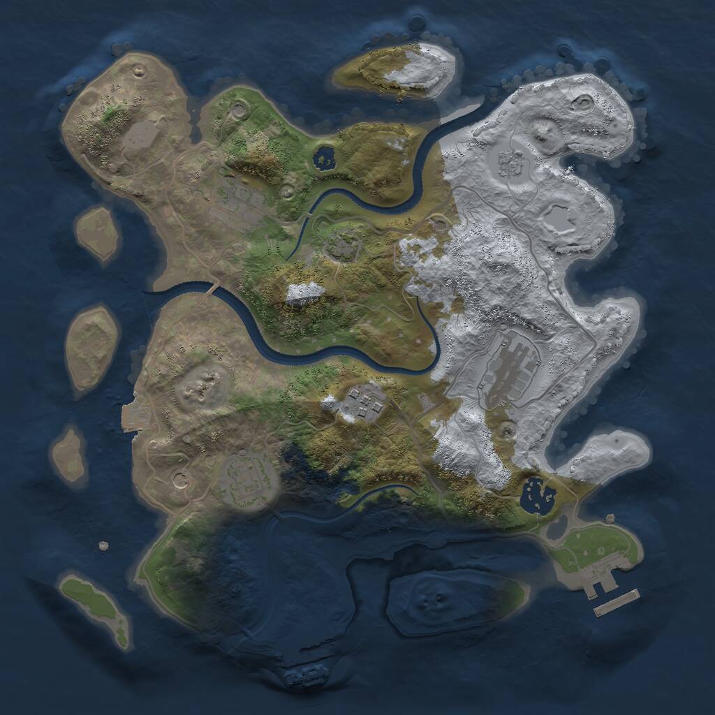 Rust Map: Procedural Map, Size: 3000, Seed: 2086905654, 11 Monuments