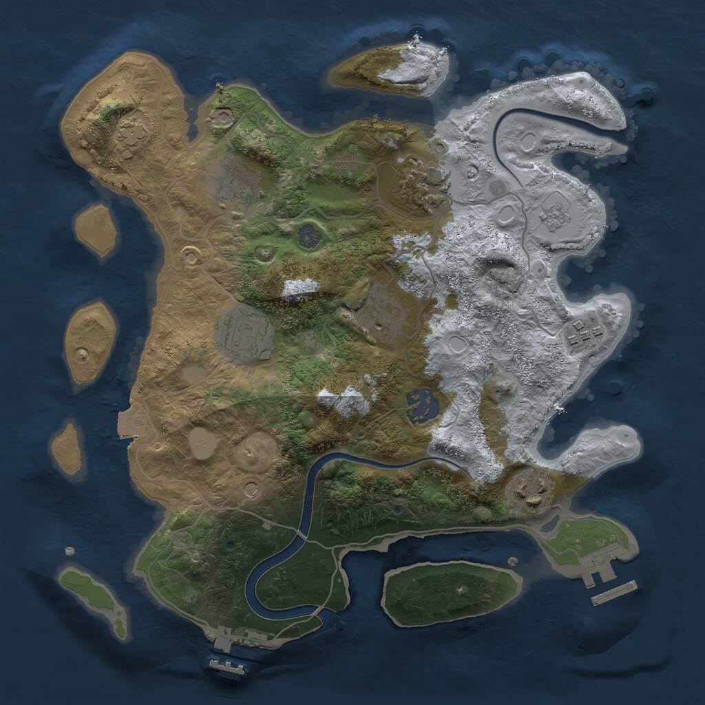 Rust Map: Procedural Map, Size: 3000, Seed: 2086905654, 13 Monuments
