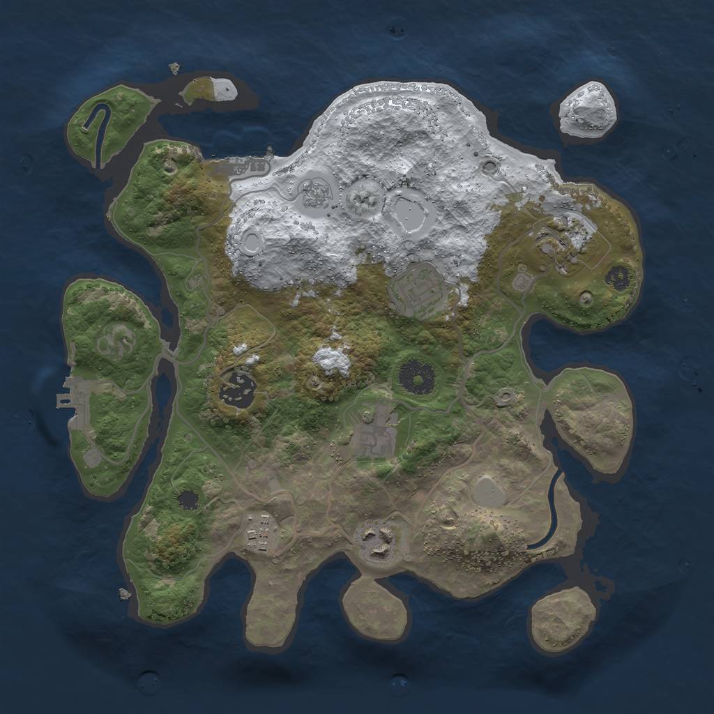 Rust Map: Procedural Map, Size: 3000, Seed: 665838, 14 Monuments