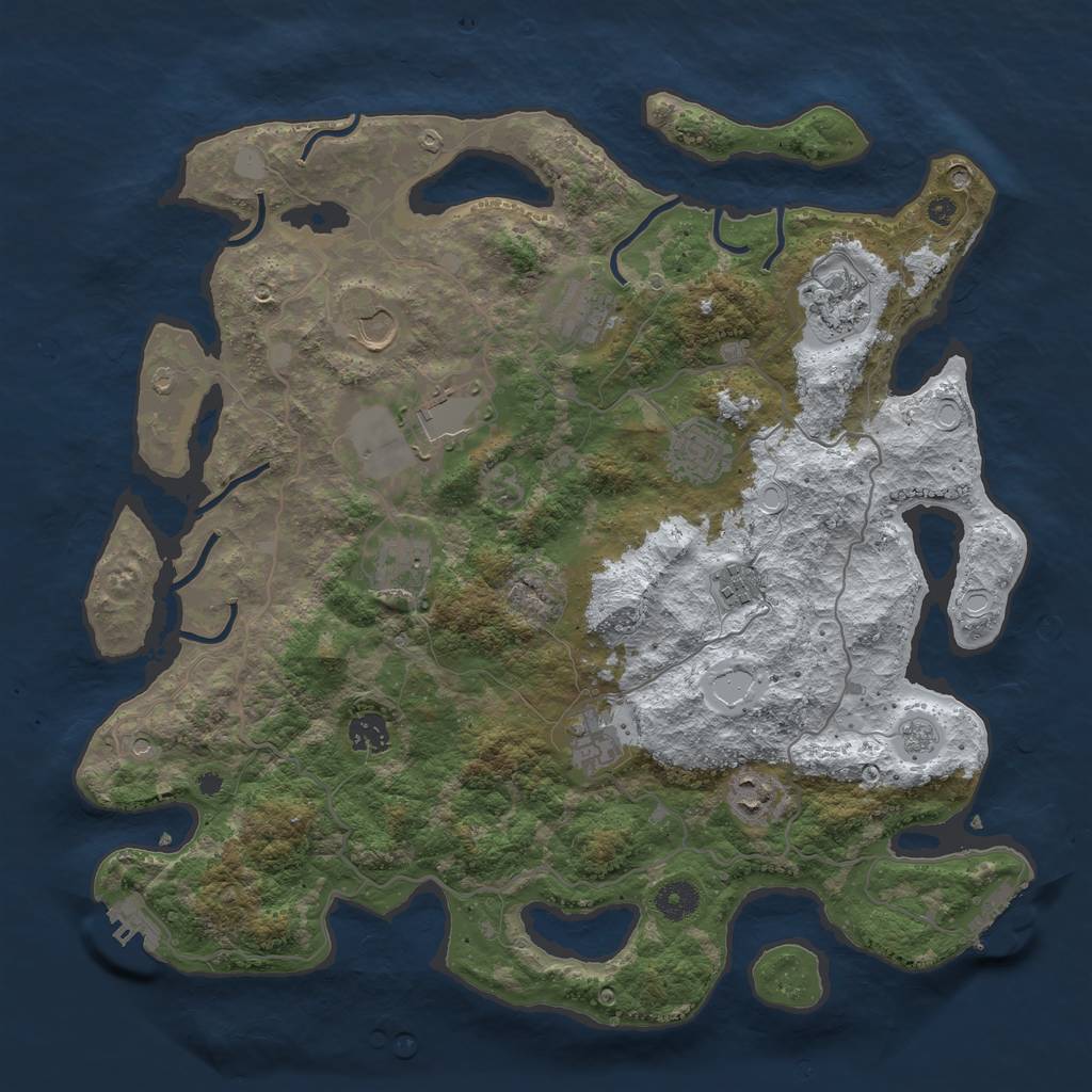 Rust Map: Procedural Map, Size: 4000, Seed: 6434, 19 Monuments