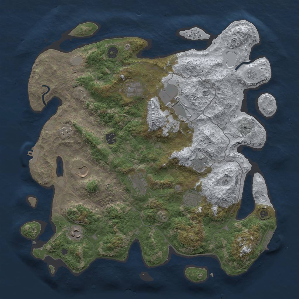 Rust Map: Procedural Map, Size: 4000, Seed: 760441432, 18 Monuments